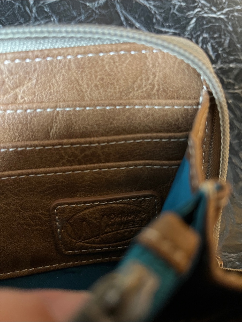 Ivory Embossed Wallet with Rhinestone Accents - Picture 2 of 7